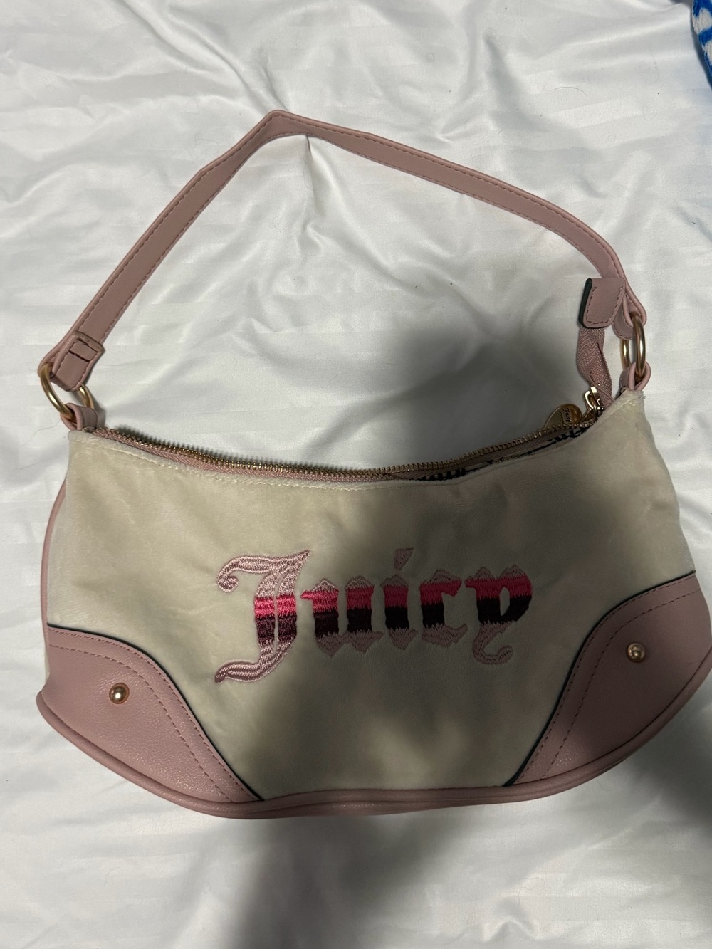Juicy Couture Cream and Pink Shoulder Bag with Logo